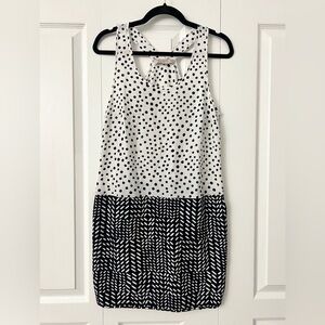LOFT Navy and White Patterned Dress